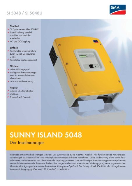 Produktinformation SMA Sunny Island SI5048 ... - Gerenda Solar