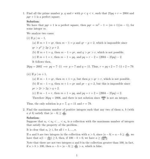 XVIII Mexican Mathematical Olympiad