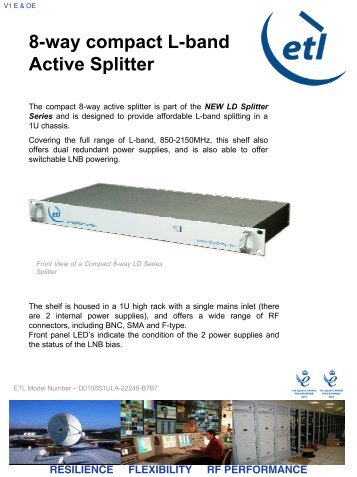 8-way compact L-band Active Splitter - ETL Systems