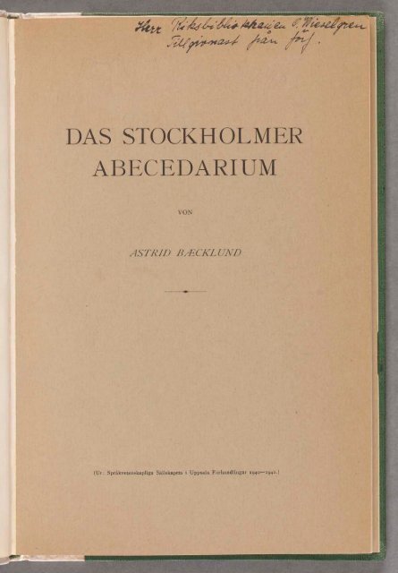 Das stockholmer Abecedarium