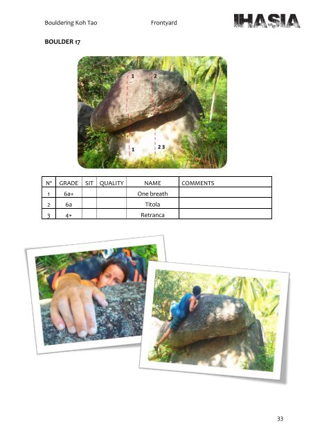 BOULDERING KOH TAO- IHASIA