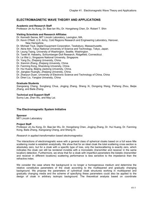 Electromagnetic Wave Theory and Applications - Research ...