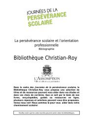 Bibliographie de la persÃ©vÃ©rance scolaire - CREVALE