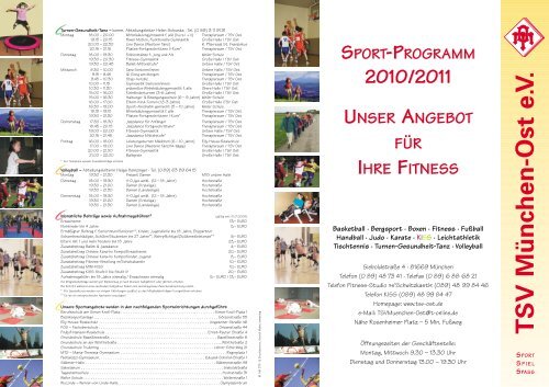fitness-programm 2010/2011 - TSV München Ost