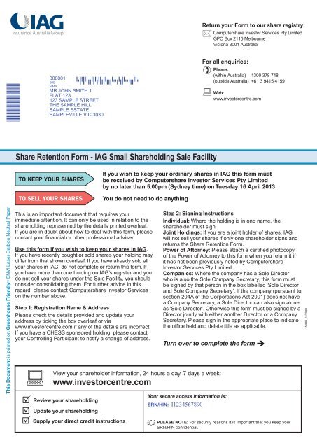 Iag dividend statement