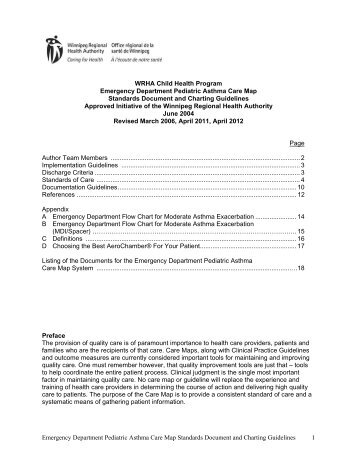 Emergency Department Pediatric Asthma Care Map Standards ...