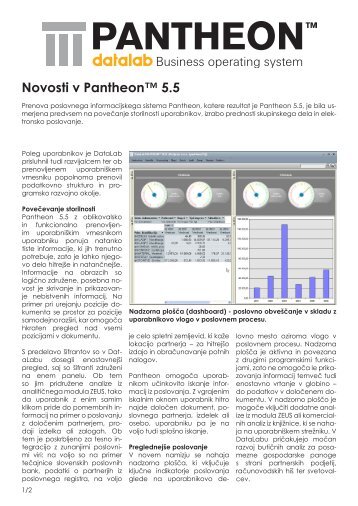 Novosti v Pantheonâ¢ 5.5 - Datalab