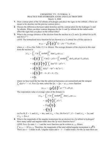 CHEMISTRY 373 –TUTORIAL 8 PRACTICE FOR ... - Cobalt