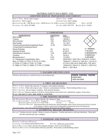 material safety data sheet - Beaches Beauty Supply