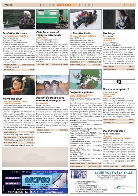 le Programme du 28Â° Festival CinÃ©ma d'AlÃ¨s itinÃ©rances 2010