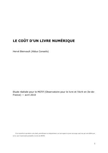 Etude sur le coût d'un livre numérique - Le Motif