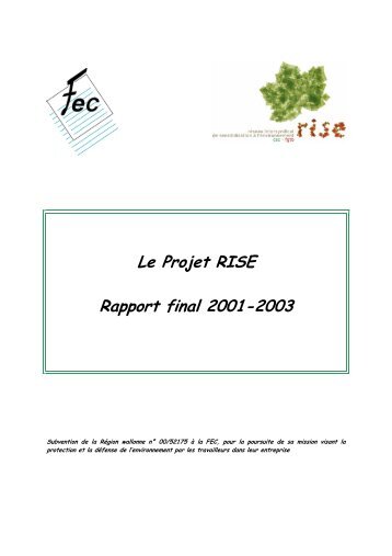 Le Projet RISE Rapport final 2001-2003