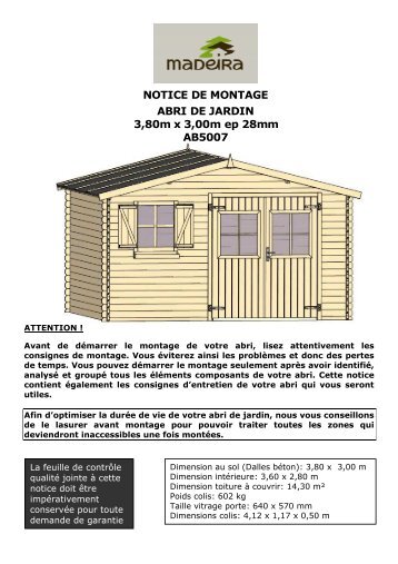 Notice de montage ID1104 - France Abris