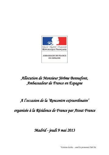 Discours Ambassadeur_9 mai gastronomie - Ambassade de France