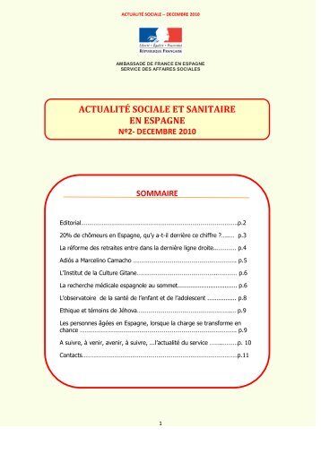 actualitÃ© sociale et sanitaire en espagne - Ambassade de France