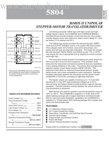 5804 BiMOS II UNIPOLAR STEPPER-MOTOR TRANSLATOR/DRIVER