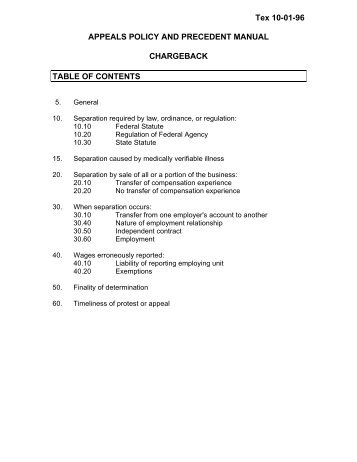 Appeals Policy and Precedent Manual: Chargeback Chapter - Texas ...