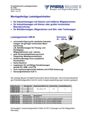 Montagefertige LastwÃ¤geeinheiten - Pfister Waagen Bilanciai GmbH