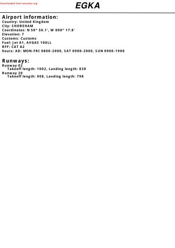 UK AIP (7 Jun 07) AD 2-EGKA-1-1 Civil Aviation Authority AMDT 6/07