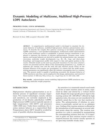 Dynamic modeling of multizone, multifeed high-pressure LDPE ...