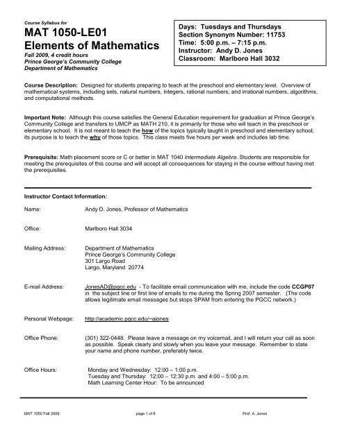 Course Syllabus for Academic Computer Center Prince George s
