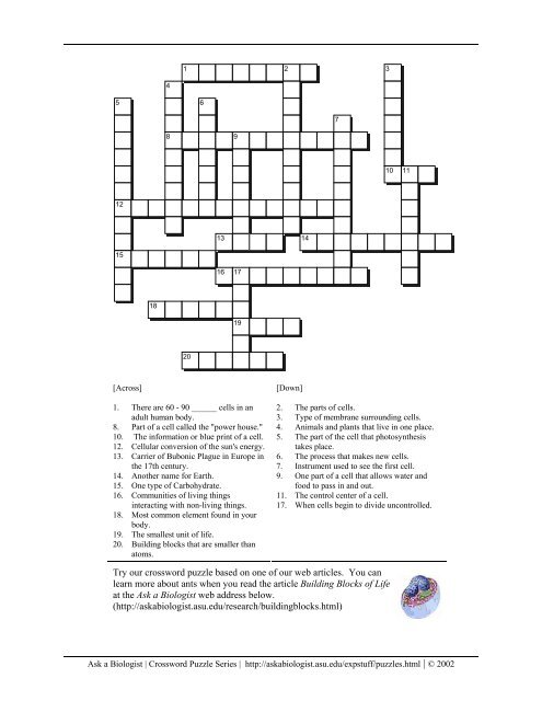 Ask a Biologist - Building Blocks of Life Crossword Puzzle