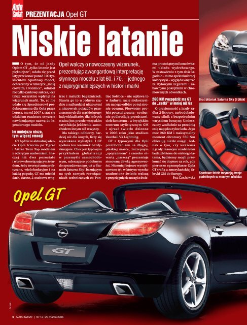 Niskie latanie. Prezentacja. Opel GT (plik PDF 800 kB) - Opel Dixi-Car