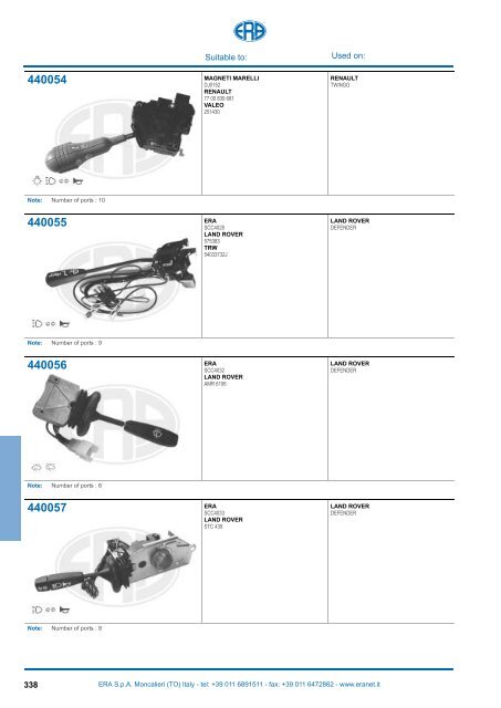 Catalogo Devioguidasgancio Steering column switches Commodos ...