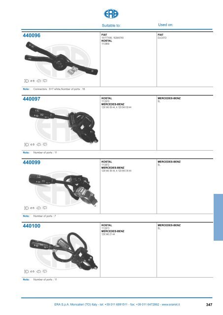 Catalogo Devioguidasgancio Steering column switches Commodos ...