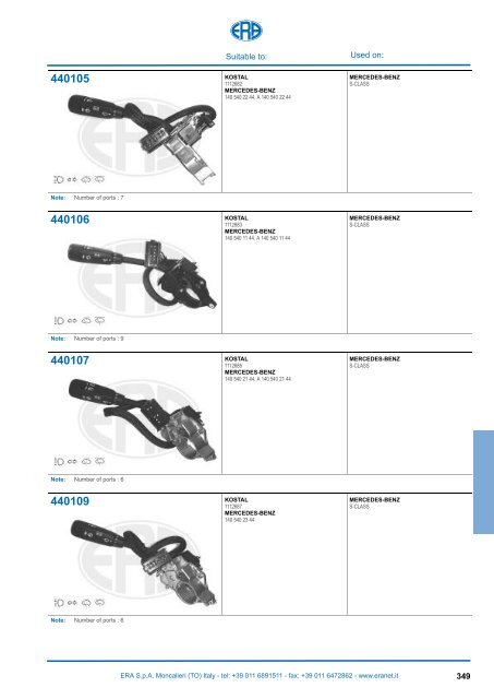 Catalogo Devioguidasgancio Steering column switches Commodos ...