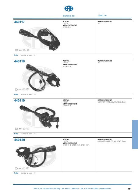 Catalogo Devioguidasgancio Steering column switches Commodos ...