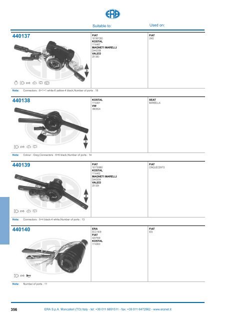 Catalogo Devioguidasgancio Steering column switches Commodos ...