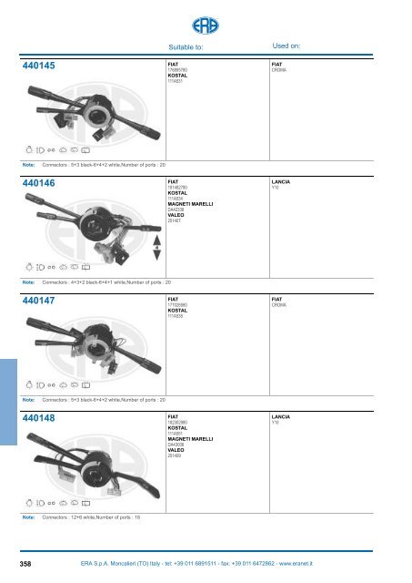 Catalogo Devioguidasgancio Steering column switches Commodos ...