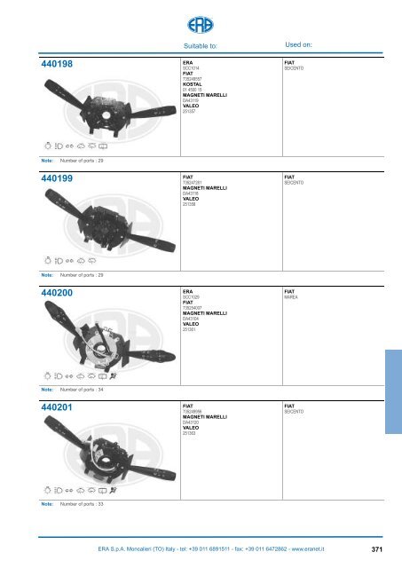 Catalogo Devioguidasgancio Steering column switches Commodos ...