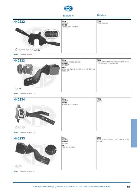 Catalogo Devioguidasgancio Steering column switches Commodos ...