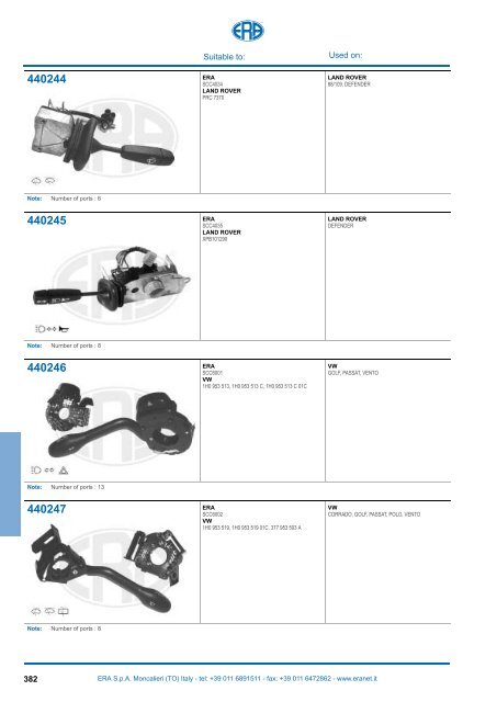 Catalogo Devioguidasgancio Steering column switches Commodos ...