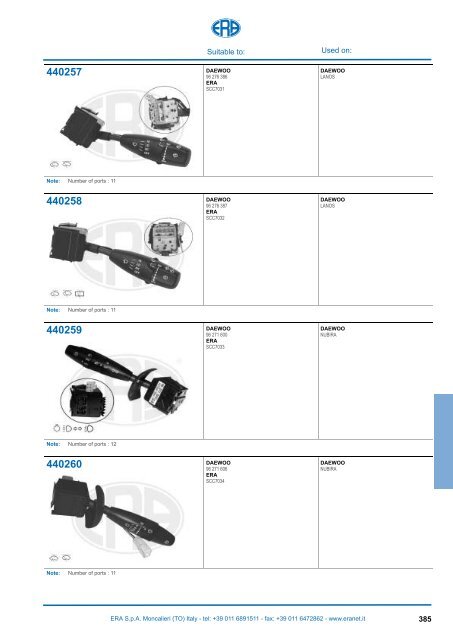 Catalogo Devioguidasgancio Steering column switches Commodos ...