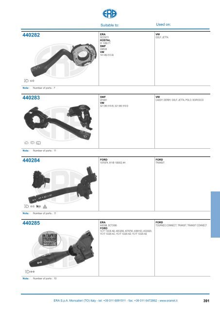 Catalogo Devioguidasgancio Steering column switches Commodos ...