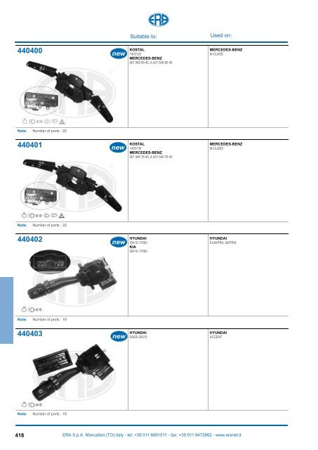 Catalogo Devioguidasgancio Steering column switches Commodos ...