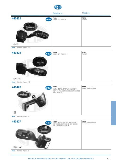 Catalogo Devioguidasgancio Steering column switches Commodos ...