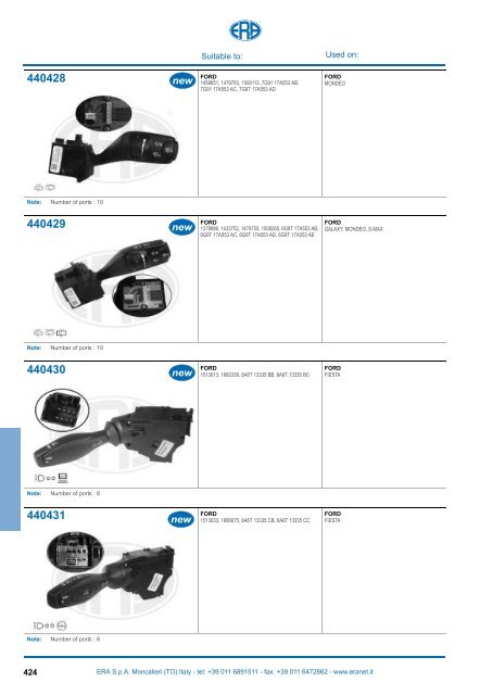 Catalogo Devioguidasgancio Steering column switches Commodos ...