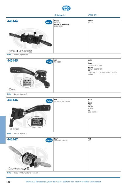 Catalogo Devioguidasgancio Steering column switches Commodos ...