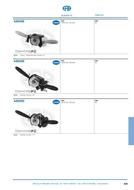 Catalogo Devioguidasgancio Steering column switches Commodos ...