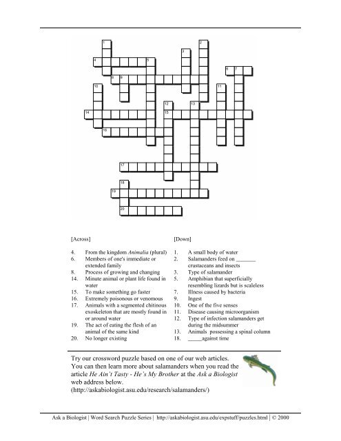 Crossword (PDF) Ask A Biologist Crossword (PDF) Ask A Biologist