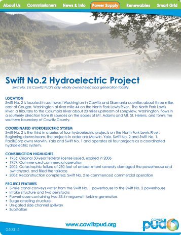 Swift No.2 Hydroelectric Project - Cowlitz PUD
