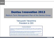 Dentsu Innovation 2013 Medium-Term Management Plan of the ...