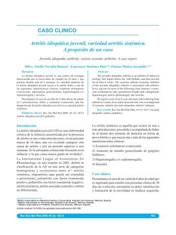 CASO CLINICO Artritis idiopÃ¡tica juvenil, variedad artritis sistÃ©mica ...
