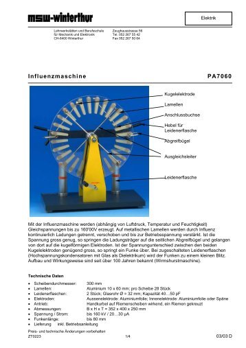 Influenzmaschine PA7060