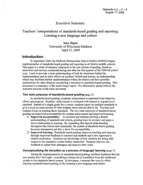 interpretations of standards-based grading and reporting - School ...