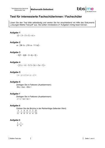 Mathematik-Selbsttest